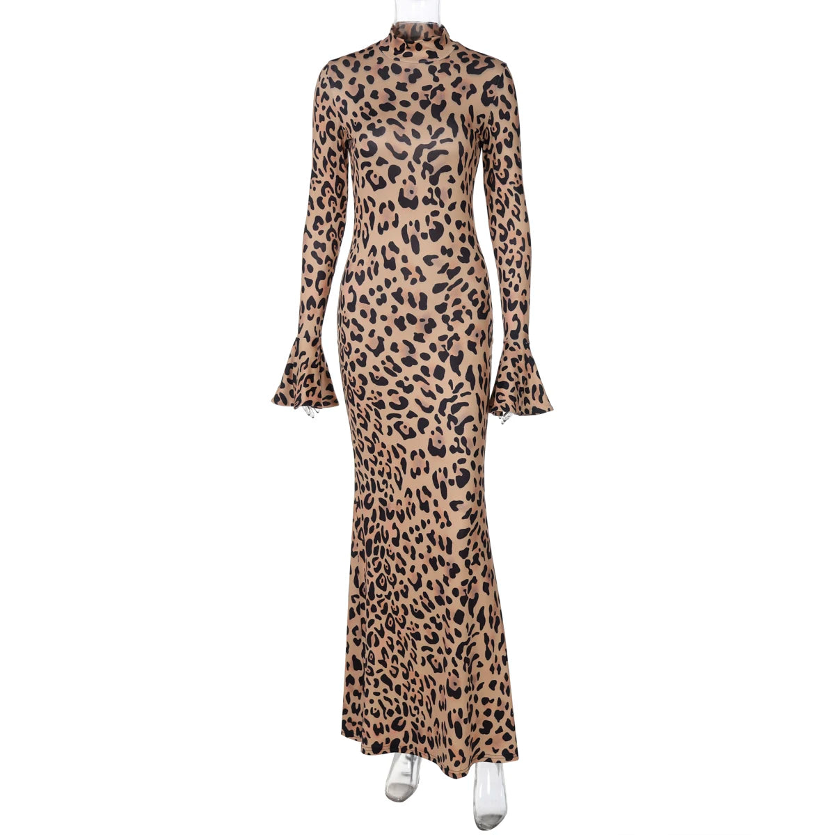 Hawthaw Women 2025 Spring Autumn Long Sleeve Leopard Print Party Club Bodycon Long Dress Wholesale Items For Business