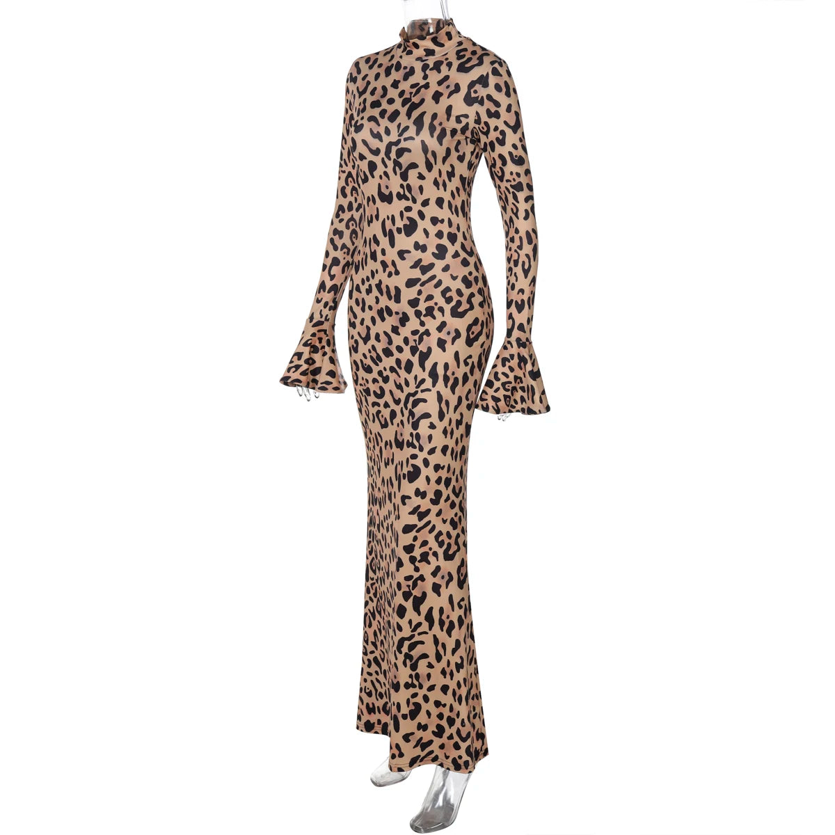 Hawthaw Women 2025 Spring Autumn Long Sleeve Leopard Print Party Club Bodycon Long Dress Wholesale Items For Business