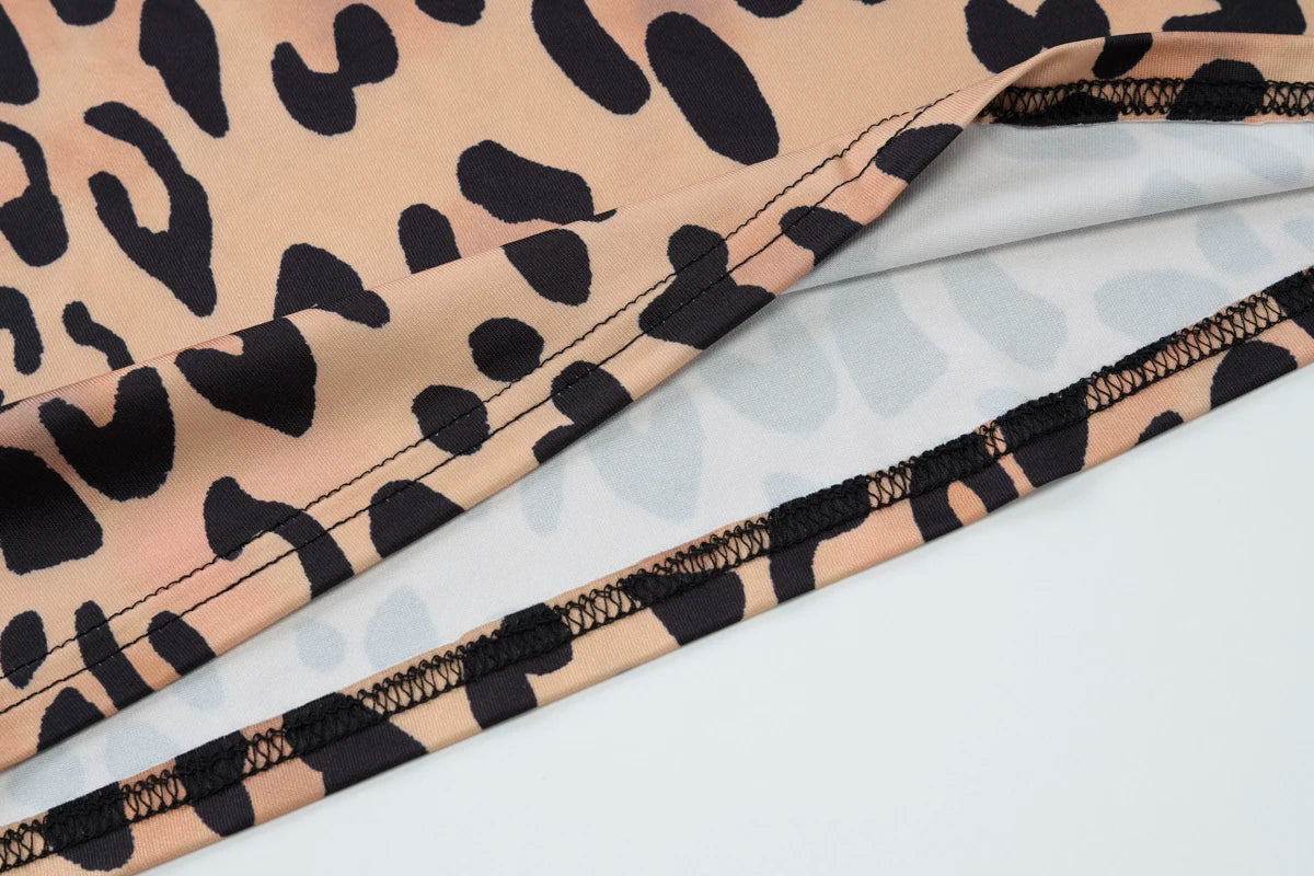 Hawthaw Women 2025 Spring Autumn Long Sleeve Leopard Print Party Club Bodycon Long Dress Wholesale Items For Business