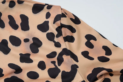 Hawthaw Women 2025 Spring Autumn Long Sleeve Leopard Print Party Club Bodycon Long Dress Wholesale Items For Business